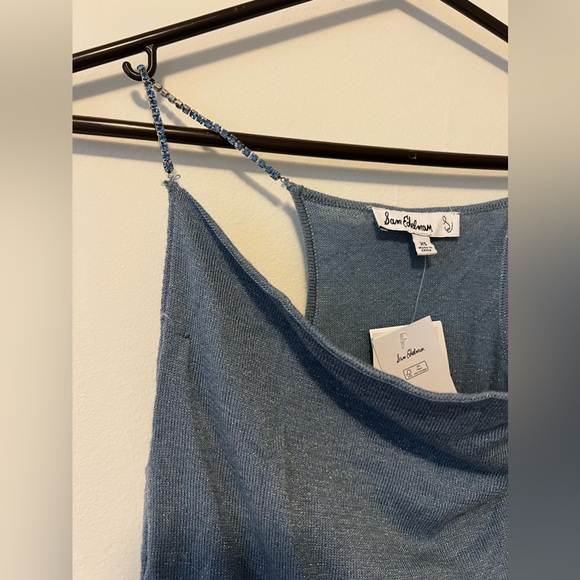 NWT Vintage Blue Gem Stone Straps Fairy Sparkle Knit Cowl Neck Tank Sam Edelma - Picture 5 of 10